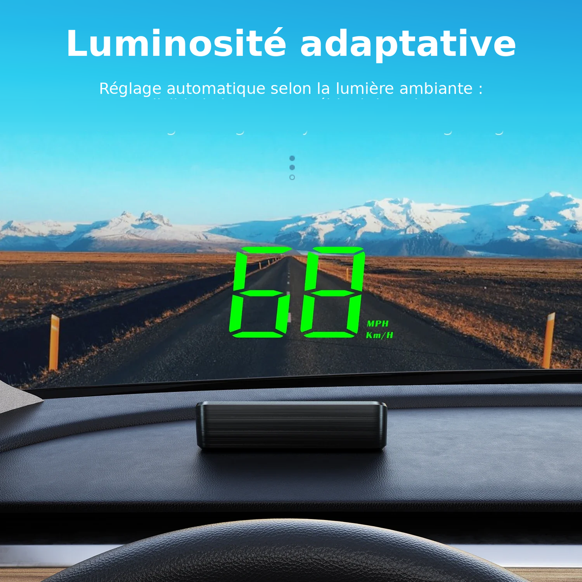 GLASSY Vision HUD – Affichage tête haute GPS pour voiture