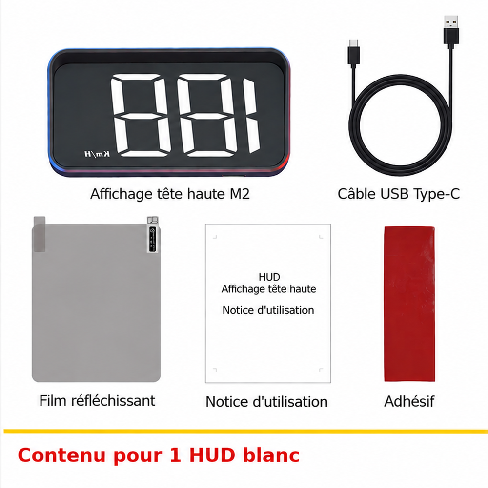 GLASSY Vision HUD – Affichage tête haute GPS pour voiture