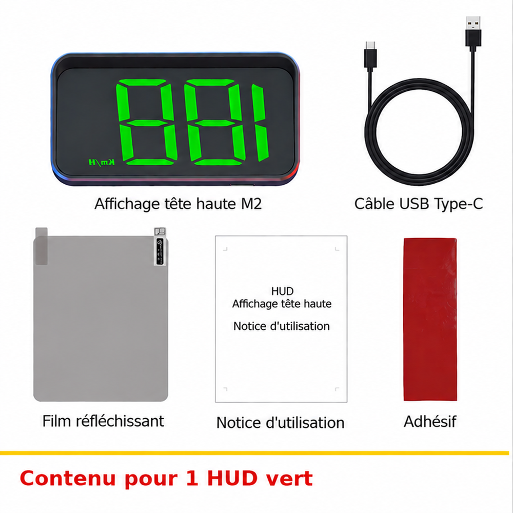 GLASSY Vision HUD – Affichage tête haute GPS pour voiture
