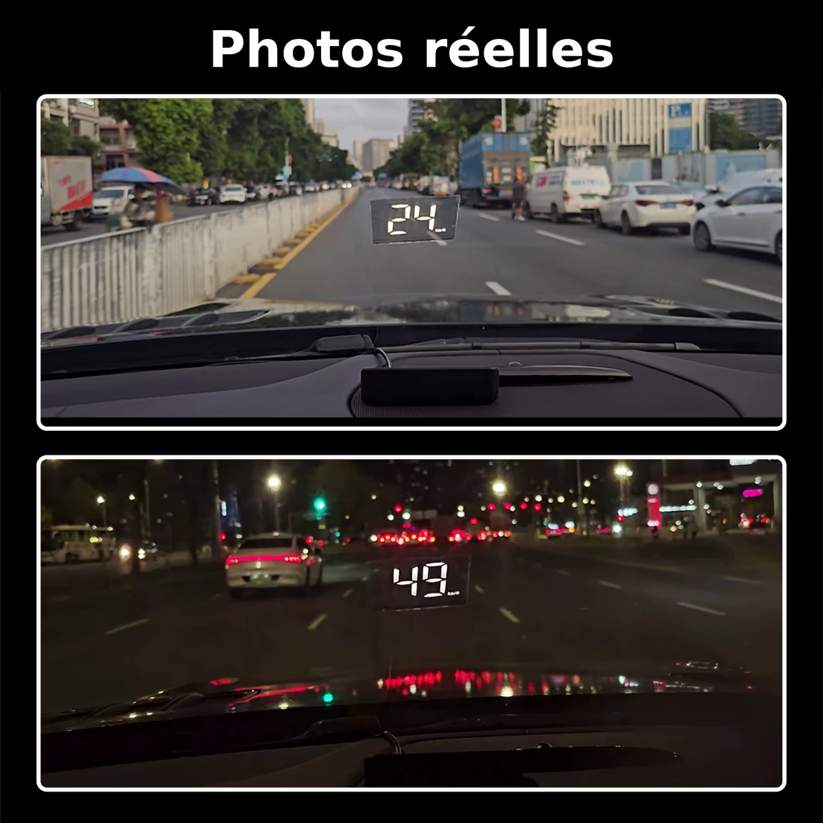 GLASSY Vision HUD – Affichage tête haute GPS pour voiture